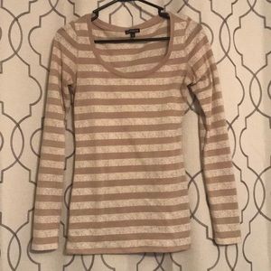 Express tan and cream long sleeve shirt